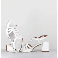 Sandales 70S En Cuir Vernis Blanc - Taga Vernice Bianco