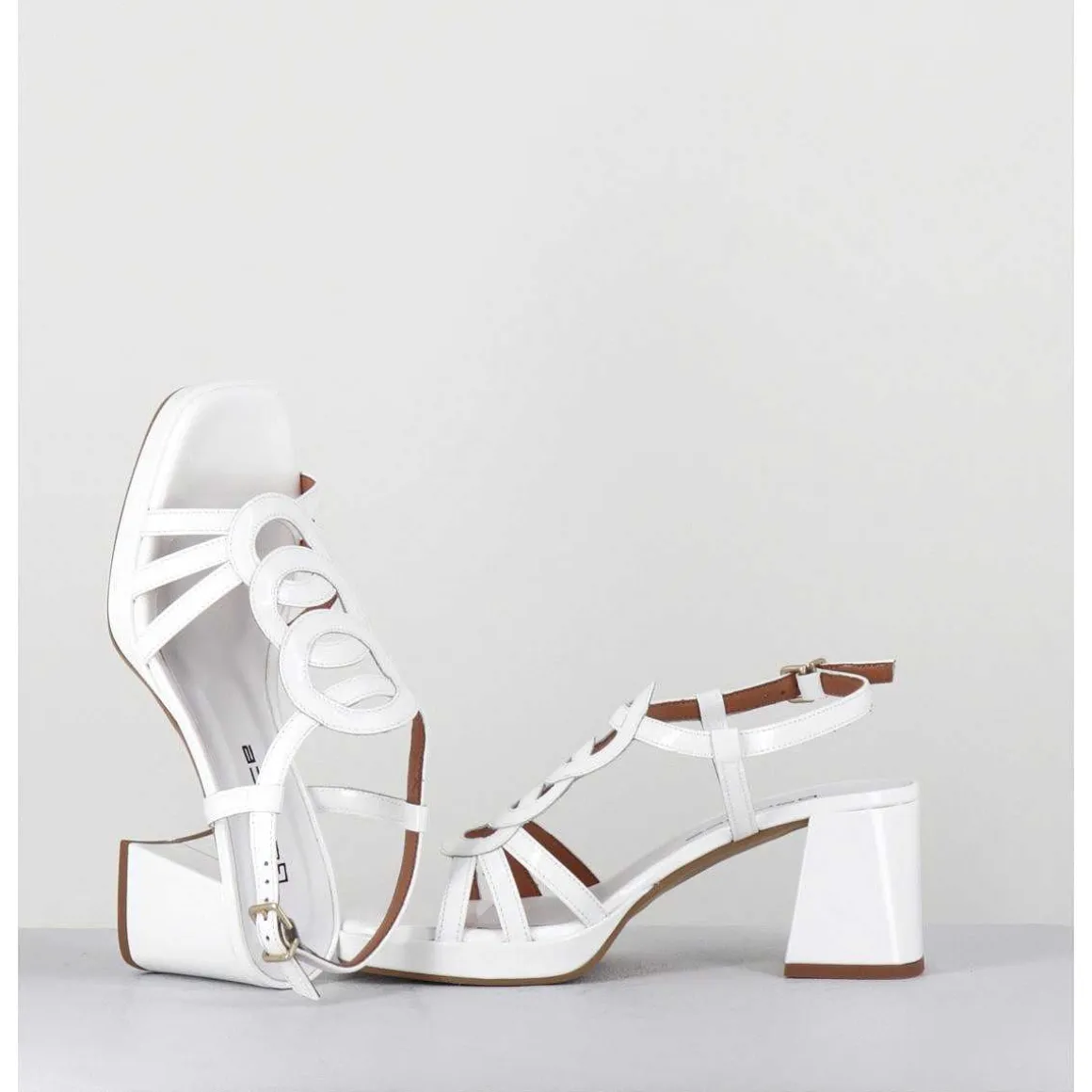 Sandales 70S En Cuir Vernis Blanc - Taga Vernice Bianco