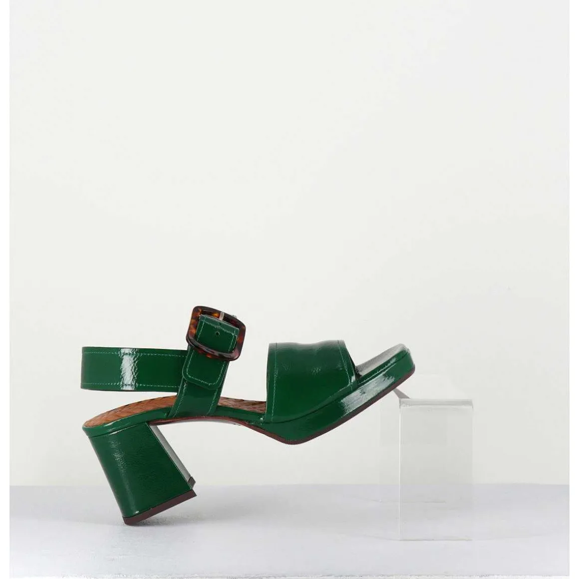 Sandales 70S En Cuir Vernis Naplak Vert - Ginka42 Salou Green