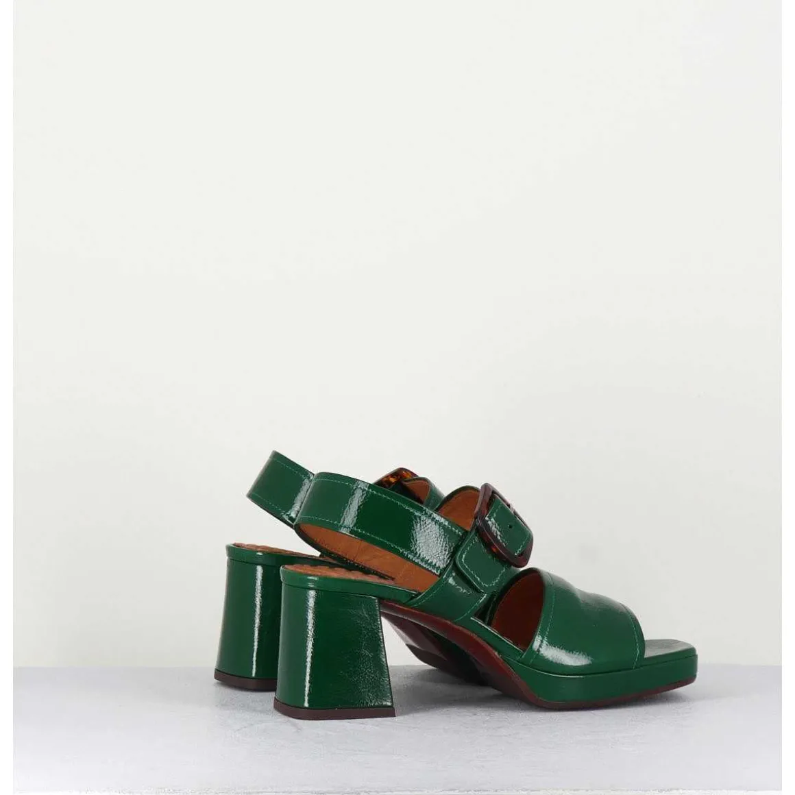 Sandales 70S En Cuir Vernis Naplak Vert - Ginka42 Salou Green