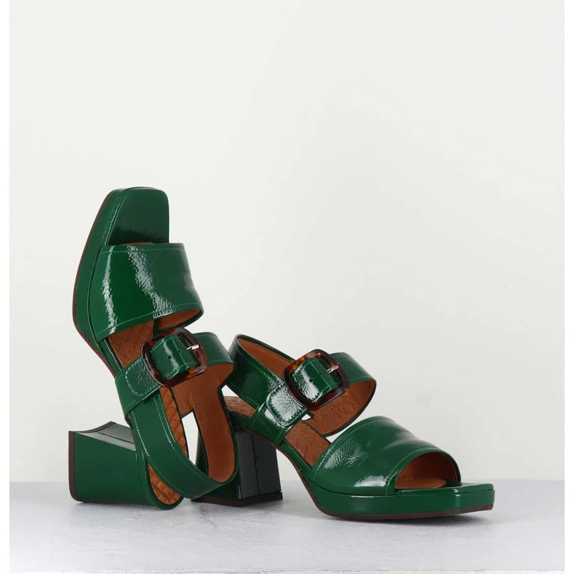 Sandales 70S En Cuir Vernis Naplak Vert - Ginka42 Salou Green