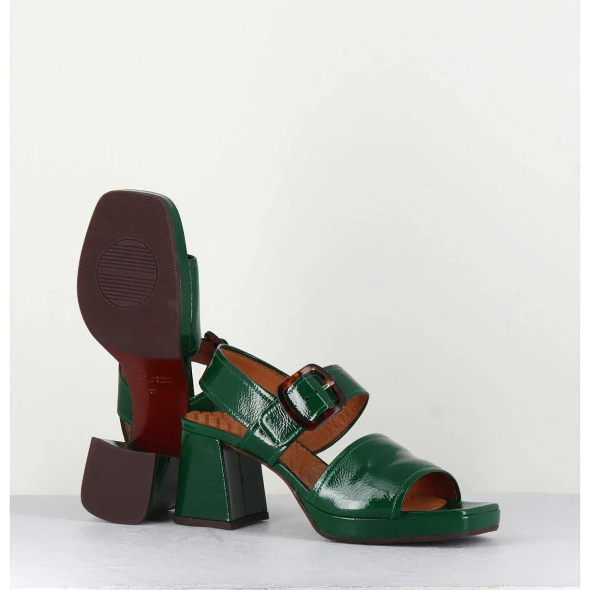 Sandales 70S En Cuir Vernis Naplak Vert - Ginka42 Salou Green
