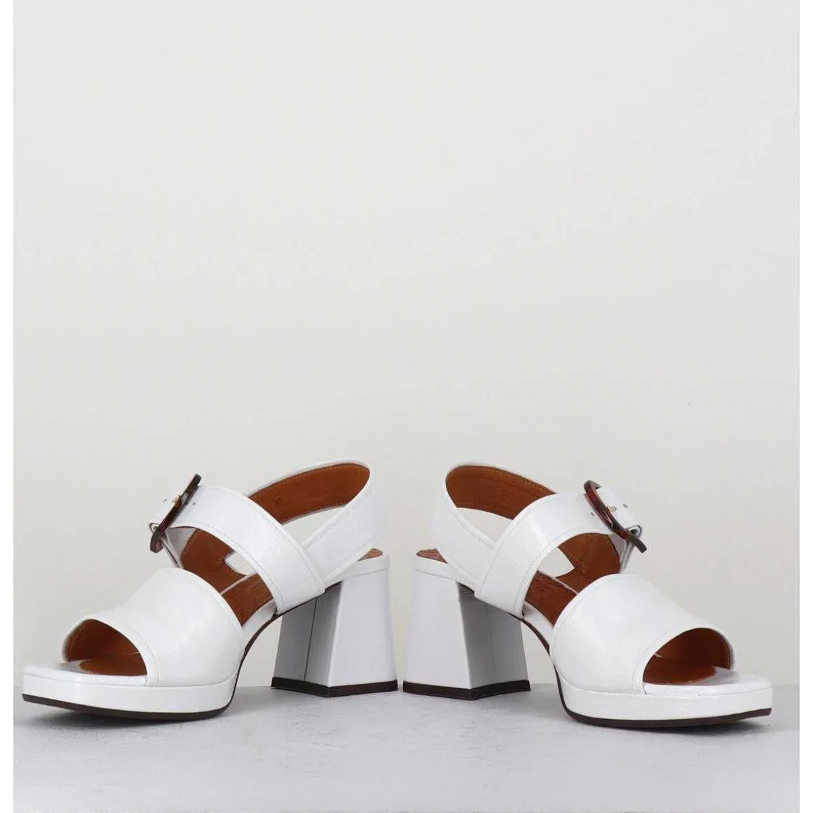 Sandales 70S En Cuir Vernis Naplak Blanc - Ginka42 Salou Blanco