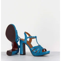 Sandales Salome Talon Haut Naplak Bleu - Cafra Ferrari Blue