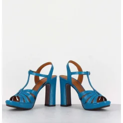 Sandales Salome Talon Haut Naplak Bleu - Cafra Ferrari Blue