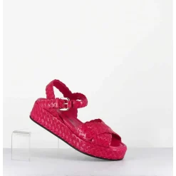 Sandales Semelle Epaisse En Cuir Tresse Rose Indien - Vero24 Lirio