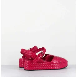 Sandales Semelle Epaisse En Cuir Tresse Rose Indien - Vero24 Lirio