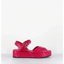 Sandales Semelle Epaisse En Cuir Tresse Rose Indien - Vero24 Lirio