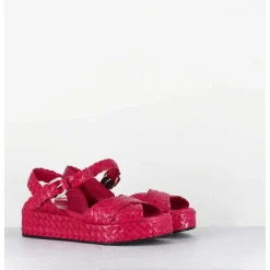 Sandales Semelle Epaisse En Cuir Tresse Rose Indien - Vero24 Lirio