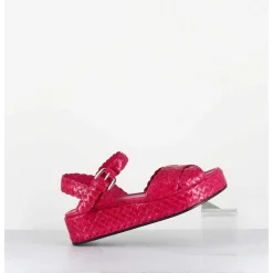 Sandales Semelle Epaisse En Cuir Tresse Rose Indien - Vero24 Lirio