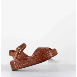 Sandales Semelle Epaisse En Cuir Tresse Marron - Vero24 Brown