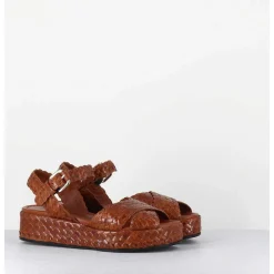 Sandales Semelle Epaisse En Cuir Tresse Marron - Vero24 Brown