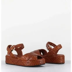 Sandales Semelle Epaisse En Cuir Tresse Marron - Vero24 Brown