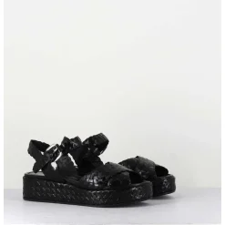 Sandales Semelle Epaisse En Cuir Tresse Noir - Vero24 Nero