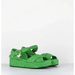 Sandales Semelle Epaisse En Cuir Tresse Vert Pomme - Vero24 Kiwi