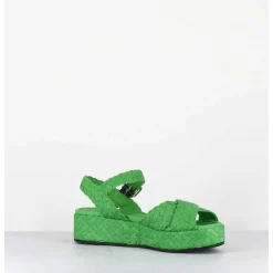 Sandales Semelle Epaisse En Cuir Tresse Vert Pomme - Vero24 Kiwi
