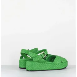 Sandales Semelle Epaisse En Cuir Tresse Vert Pomme - Vero24 Kiwi