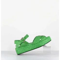 Sandales Semelle Epaisse En Cuir Tresse Vert Pomme - Vero24 Kiwi