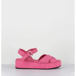 Sandales Semelle Epaisse En Cuir Tresse Rose Bonbon - Vero24 Fresa