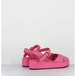 Sandales Semelle Epaisse En Cuir Tresse Rose Bonbon - Vero24 Fresa