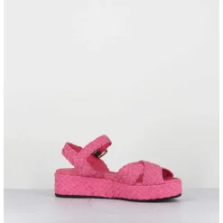 Sandales Semelle Epaisse En Cuir Tresse Rose Bonbon - Vero24 Fresa