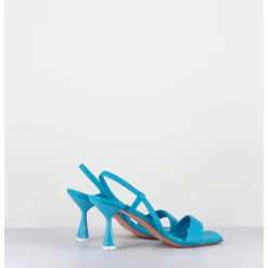 Sandales Slingback Bout Carre En Cuir Bleu - Milena Nappa Danube