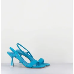 Sandales Slingback Bout Carre En Cuir Bleu - Milena Nappa Danube