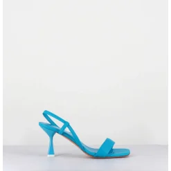 Sandales Slingback Bout Carre En Cuir Bleu - Milena Nappa Danube