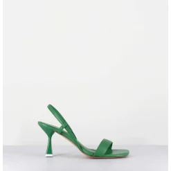 Sandales Slingback Bout Carre En Cuir Vert - Milena Nappa Rucola