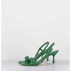 Sandales Slingback Bout Carre En Cuir Vert - Milena Nappa Rucola
