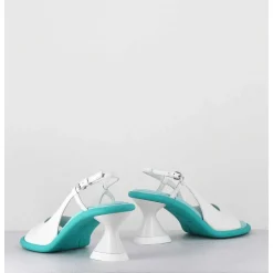 Sandales Talon Geometrique Blanc & Bleu - A5411 Bianco Acqua