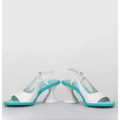 Sandales Talon Geometrique Blanc & Bleu - A5411 Bianco Acqua