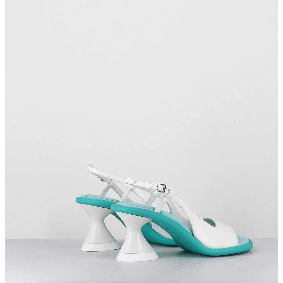 Sandales Talon Geometrique Blanc & Bleu - A5411 Bianco Acqua