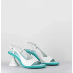 Sandales Talon Geometrique Blanc & Bleu - A5411 Bianco Acqua
