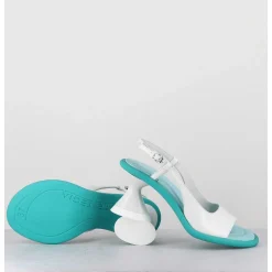 Sandales Talon Geometrique Blanc & Bleu - A5411 Bianco Acqua