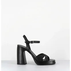 Sandales Talon Haut A Plateforme En Cuir Noir - Suma3 Fular Nero