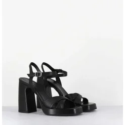 Sandales Talon Haut A Plateforme En Cuir Noir - Suma3 Fular Nero