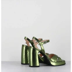 Sandales Talon Haut A Plateforme En Cuir Craquele Vert - Suma1 Crak Menta