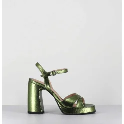 Sandales Talon Haut A Plateforme En Cuir Craquele Vert - Suma1 Crak Menta