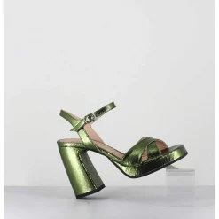 Sandales Talon Haut A Plateforme En Cuir Craquele Vert - Suma1 Crak Menta