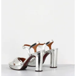 Sandales Talon Haut Cuir Metallise Argent - Chiva Porsche Silver
