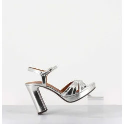 Sandales Talon Haut Cuir Metallise Argent - Chiva Porsche Silver