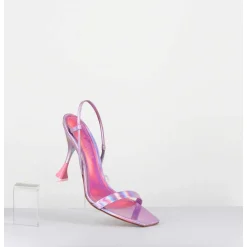 Sandales Talon Haut Cuir Metal Rose Iridescent - Ischia Cosmo Candy