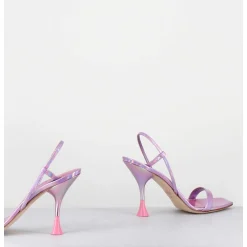 Sandales Talon Haut Cuir Metal Rose Iridescent - Ischia Cosmo Candy