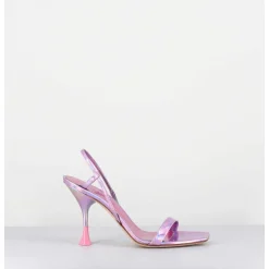 Sandales Talon Haut Cuir Metal Rose Iridescent - Ischia Cosmo Candy