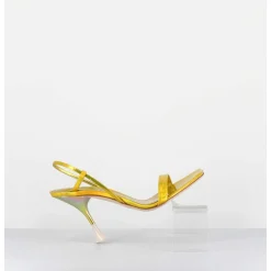 Sandales Talon Haut Cuir Metal Jaune Iridescent - Nischia Cosmo Lime