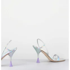 Sandales Talon Haut Cuir Metal Argent Iridescent - Ischia Cosmo Silver