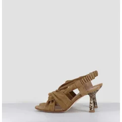 Sandales Talon Leopard En Daim Marron - Capa Militare