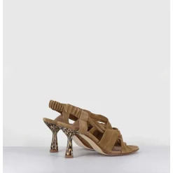 Sandales Talon Leopard En Daim Marron - Capa Militare