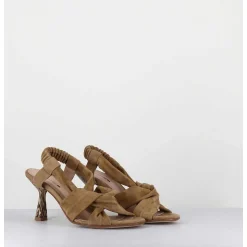 Sandales Talon Leopard En Daim Marron - Capa Militare
